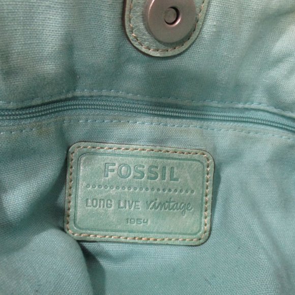 **FOSSIL Mint Green Distressed Leather Satchel - Picture 9 of 9